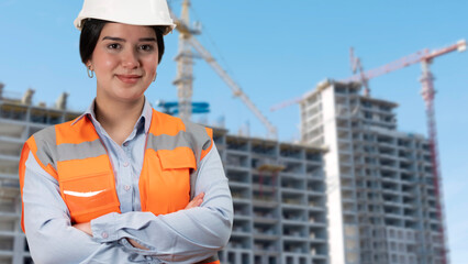 young civil engineer woman at working place 
