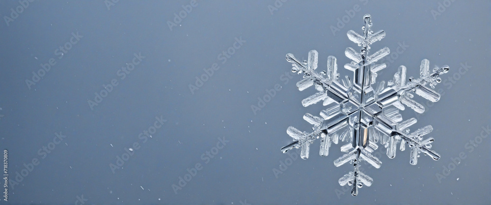 Poster a single ice crystal falling from the winter sky in paris, creating a stunning hexagonal shape.