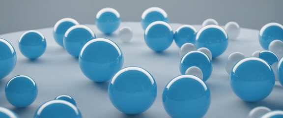 Blue spheres, 3d render