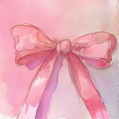 Aesthetic Pink Bow in Watercolor
