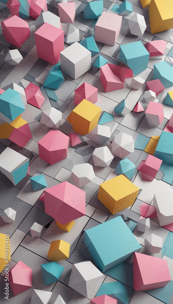 Poster abstract geometric structures made in 3d.