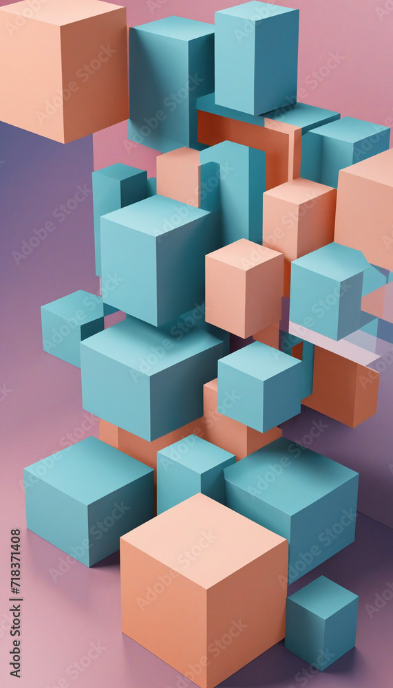 Poster abstract geometric structures made in 3d.