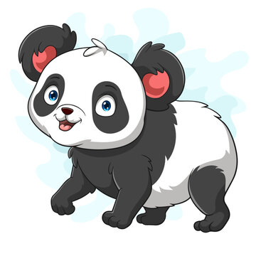 Cartoon panda bear on white background