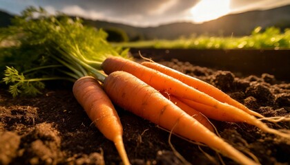 Fresh produce bio healthy carrots fresh out of the ground