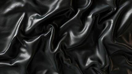 Vintage black leather texture background with folds for print, fashion, banner, footwear, furniture, accessories