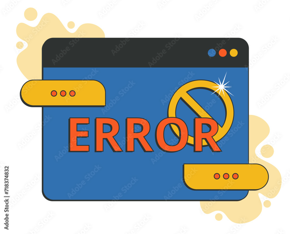 Poster error page window. concept of 404 page not found, online service notification. cool and trendy vecto