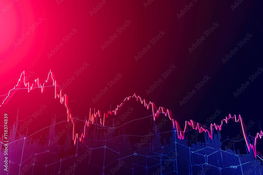 Aufkleber a line chart of the index for the past 10 years with a red background.