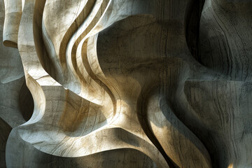 abstract stone sculpture made of curved lines