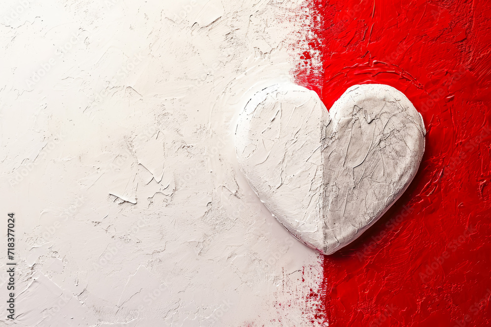 Poster heart-shaped pattern with a red and white color scheme