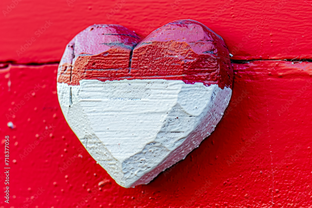 Poster heart-shaped pattern with a red and white color scheme