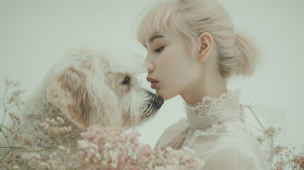 Harmony in Hues: woman-dog Love