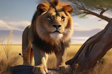 male lion in the savannah