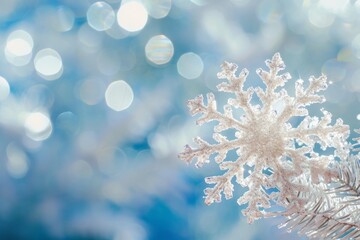 Snowflake Christmas wallpaper, a natural icy banner with copy space, evoking seasonal magic generative ai