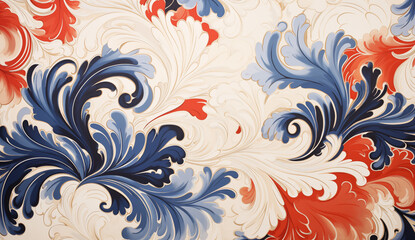 Sophisticated wallpaper pattern with swirling floral and leaf designs in a dramatic Art Nouveau style