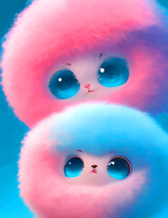 Fototapeta premium Fuzzy puffs character. Valentine day.