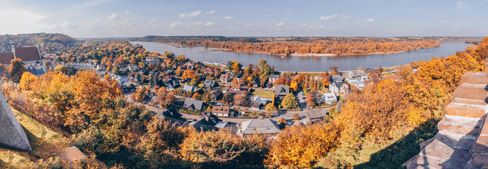 Autumn view at Kazimierz Dolny city and Vistula river in Poland