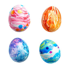 Assortment of Diverse Abstract Decorated Easter Eggs, Ornate Easter Egg, Isolated on Transparent Background, PNG