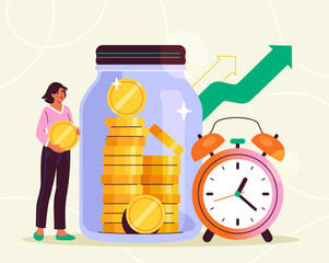 Woman with long term investment vector concept