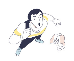 Person looking up doodle style vector