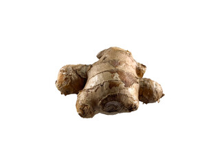 Fresh Asian ginger rhizome isolated on a white background.