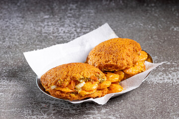 Acaraje. Traditional Brazilian food, made with vatapá, caruru and dried shrimp.