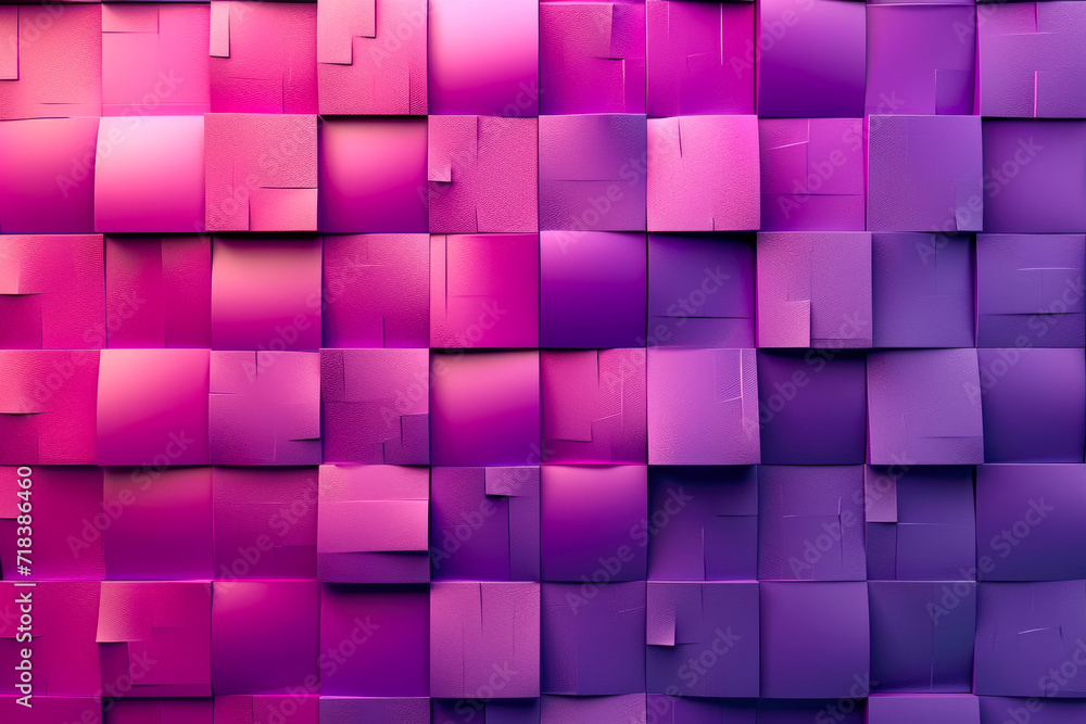Poster create a pattern of squares with a gradient of purple and pink colors
