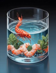 Amano shrimp in its Natural Habitat: Immersed in an Aquarium, A Captivating Still Life by AI