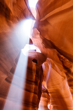 Light beams in the slot canyon, Upper Antelope Canyon, Arizona, United States