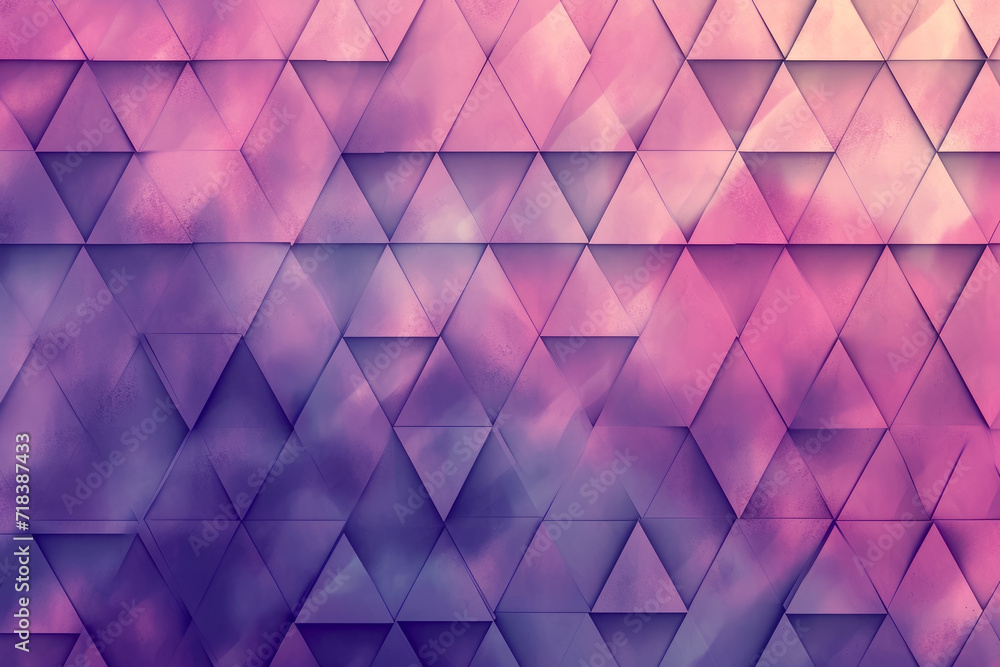 Poster Create a pattern of triangles with a gradient of purple and pink colors