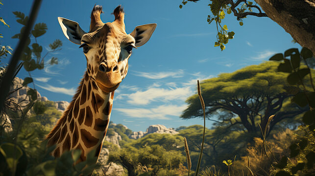photo of a giraffe in its natural habitat