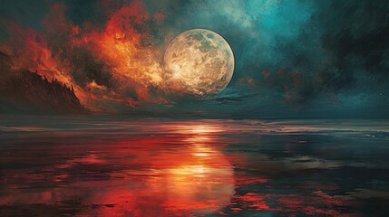 Majestic Extraterrestrial Vista: Red Planet Rising over Icy Terrain - Generative AI