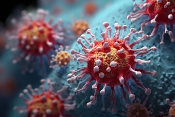 Naklejka na ściany i meble Coronavirus. Covid 19. Flu. Flu Concept. Flu Virus. Virus. Pandemic Concept. Epidemic Concept. virus 3d illustration. 