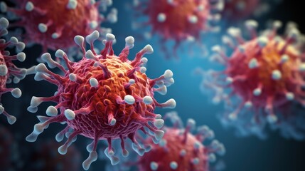 Coronavirus 2019-nCoV. SARS-CoV-2. Viruses influenza as dangerous flu strain cases as a pandemic. 3D illustration - obrazy, fototapety, plakaty