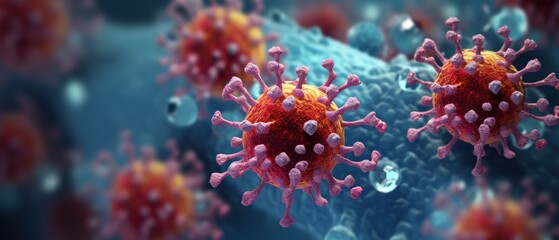 Coronavirus 2019-nCoV. SARS-CoV-2. Viruses influenza as dangerous flu strain cases as a pandemic. 3D illustration - obrazy, fototapety, plakaty