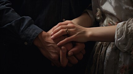  a close up of a person holding the hand of a person holding the hand of another person's hand.