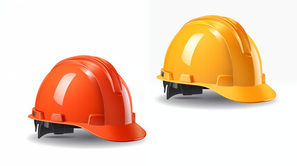 Fototapeta premium Illustration of a construction helmet in yellow and orange colors. AI generated