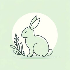 Minimalist Rabbit Illustration, Springtime Concept