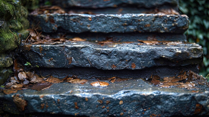 A textural image of a stone step with a worn surface, like a trace of time on a stone