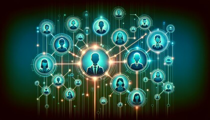 Obraz premium Digital Network of Human Connections, Technology Concept