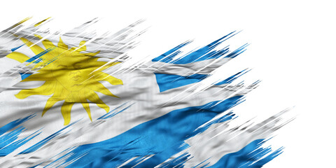 Abstract illustration of South America flags for Uruguay with grunge splatter effects