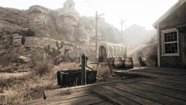 An old American western style town