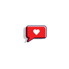 Modern Style Heart Message IconHand Drawing, Illustration, Vector