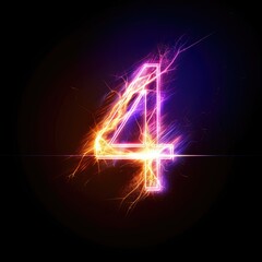 Fototapeta premium Number 4 Futuristic Electric Illustration Generative AI