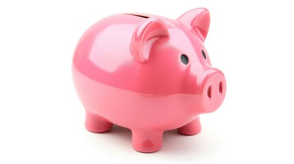 Obraz premium Pink piggy bank isolated on a white background.