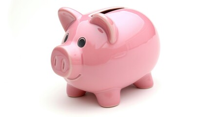 Obraz premium Pink piggy bank isolated on a white background.