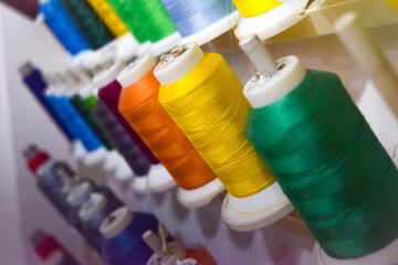 Colorful Sewing Spools Close-up