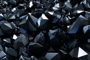 Abstract background formed of black crystal-like structures. Generative AI