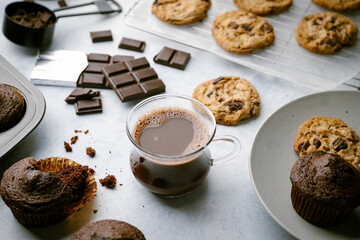 hot chocolate drink with chocolate products
