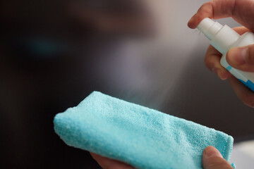 computer cleaning cloth to disinfect the office office cleaning staff cleaning maid