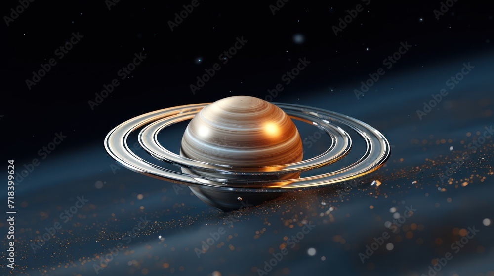 Poster an artist's rendering of a saturn - like object with rings and rings on the surface of the planet.